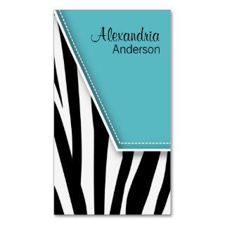 Zany Hip Zebra Print Business Cards (aqua)