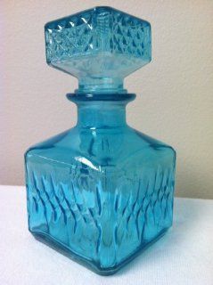Single Decorative Colored Glass Decanter Bottle in Blue ~ 6 1/2" Tall : Wine Decanters : Everything Else