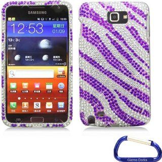 Gizmo Dorks Diamond Bling Cover Case (Purple Zebra) with Carabiner Key Chain for the Samsung Galaxy Note LTE I717: Cell Phones & Accessories