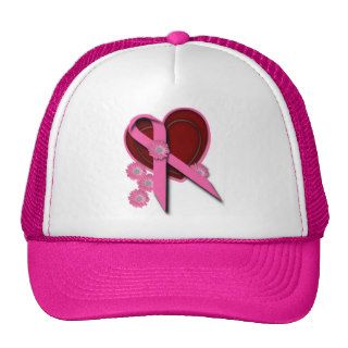 Heart Daisy Pink Ribbon Breast Cancer Awareness Trucker Hats