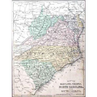 Map of Maryland, Virginia, North Carolina, and South Carolina: Unknown Author: Books