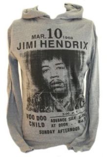 Jimi Hendrix Mens Hoodie Sweatshirt   Voo Doo Child March 10 1986 on Gray (X Small): Clothing