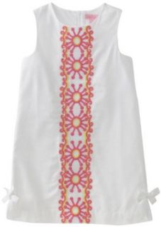 Lilly Pulitzer Girls 2 6x Little Lilly Novelty Shift Dress, Resort White Mini Sunny Embroidery, 4: Playwear Dresses: Clothing