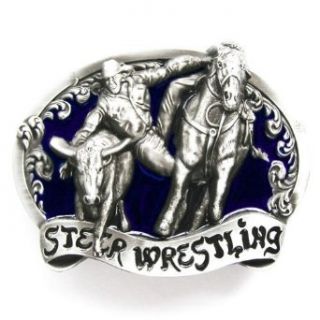 Hogar Zinic Alloy Western Belt Buckle Rodeo Steer Wrestling Buckles Color Blue: Clothing