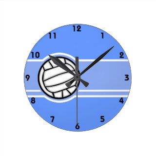 Volleyball; Blue Round Wallclock