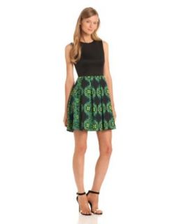 Taylor Dresses Women's Sleeveless Mirror Image Print Dress, Black/Emerald, 6 Missy at  Womens Clothing store: