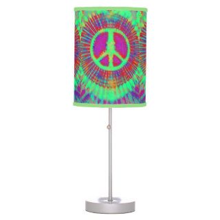Psychedelic Tie Dye Peace Sign Abstract Art Table Lamps