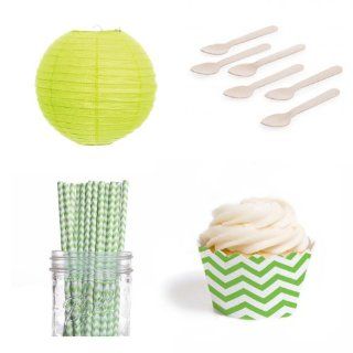 Dress My Cupcake DMC432449 Dessert Table Party Kit with Lanterns and Standard Wrappers, Kiwi Green Chevron: Food Decorating Tools: Kitchen & Dining