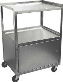 Stainless Steel Three Shelf Cart with Locking Cabinet 16"D x 21"W x 30"H. Health & Personal Care