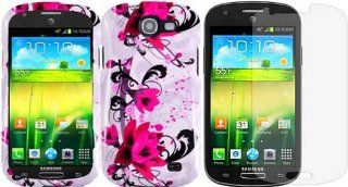 For Samsung Galaxy Express i437 Hard Design Cover Case Purple Lily+LCD Screen Protector: Cell Phones & Accessories