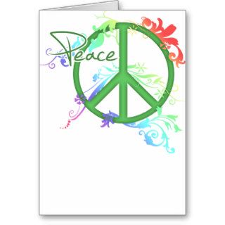 Peace sign with Flowers Greeting Cards