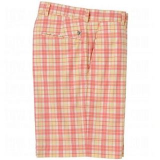 Oxford Golf Mens Collinstown Flat Front Plaid Shorts 40 40.0 Coral Sun at  Mens Clothing store
