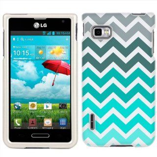T Mobile LG Optimus F3 Chevron Grey Green Turquoise Pattern Phone Case Cover: Cell Phones & Accessories