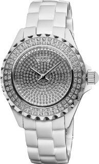 Akribos XXIV Women's AKR457WT Lady Diamond Collection Ceramic Swiss Quartz Watch: Watches