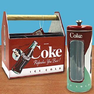 Coca Cola Utensil Holder and Straw Dispenser Set: Classic Kitchen Storage   Kitchen Storage And Organization Products