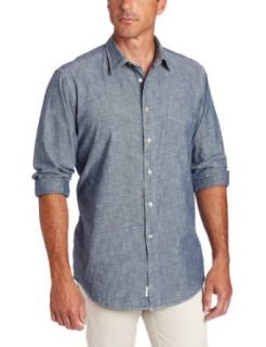 Faconnable Tailored Denim Mens Indigo Chambray Shirt, Blue, Medium