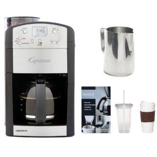 Capresso 464.05 CoffeeTeam GS 10 Cup Digital Coffeemaker w/ Conical Burr Grinder + New 20 oz. Espresso Coffee Milk Frothing Pitcher (Stainless Steel) + Accessory Kit: Kitchen & Dining