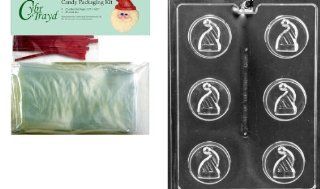 Cybrtrayd MdK25R C466 Christmas Hat Cookie Christmas Chocolate Candy Mold with Chocolate Packaging Kit: Kitchen & Dining