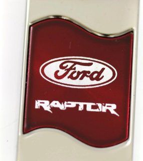 Ford Raptor Rectangular Wave Red Key Fob Authentic Logo Key Chain Key Ring Keychain Lanyard: Automotive