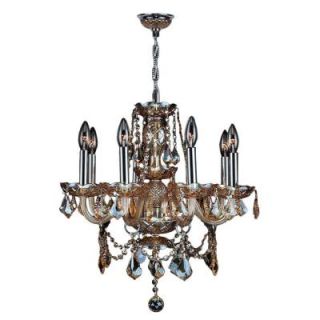 Worldwide Lighting Provence Collection 8 Light Chrome with Amber Crystal Chandelier W83103C20 AM