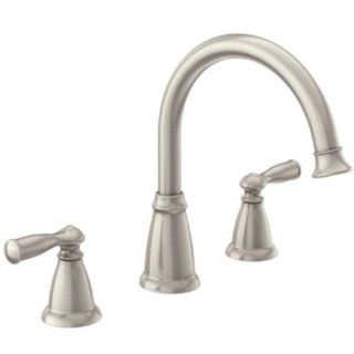 Moen 86924SRN Deck Mounted Roman Tub Faucet with Metal Lever Handles from the Banbury Collecti, Stainless Steel   Bathtub Faucets  