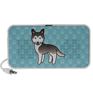 Wolf Grey Cartoon Siberian Husky Notebook Speakers