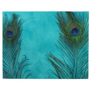 Two Aqua Peacock Feathers Puzzles