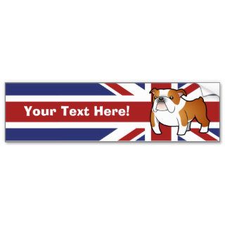Union Jack Cartoon English Bulldog Bumper Stickers