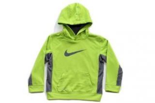 Nike Therma Fit Swoosh Logo Boy's Bright Green Hooded Sweater (6) Clothing