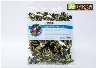 Butterfly Pea Tea   Flowering Form   100% Natural Hand Picked From Thailand   By Raksa Thai Herbs : Herbal Teas : Grocery & Gourmet Food