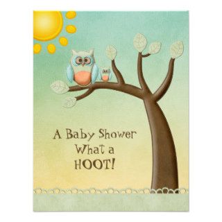 Whimsical Owls Baby Shower Personalized Announcement