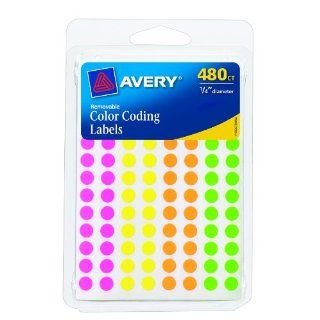 Avery Round Color Coding Labels, 0.25 Inch Diameter, Assorted Removable, Pack of 475 (06720) : All Purpose Labels : Office Products