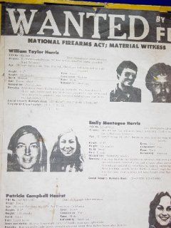 WANTED POSTER: Patricia Hearst, Emily Harris, & William Harris (Authentic)FBI wanted flyer # 475 May 20, 1974 : Prints : Everything Else
