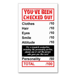 Rating Pick Up Card You've Been Checked Out Business Card Templates