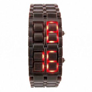 Youyoupifa International Men's Brown Rubber RED LED Digital Bracelet Watch NBW0LE6433 BN3: Watches
