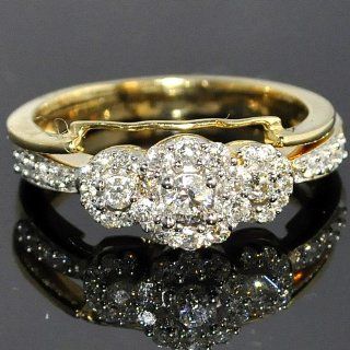 Diamond Bridal Wedding Set 2pc Engagement Ring + Band 0.5ct 14K gold New Halo: Jewelry