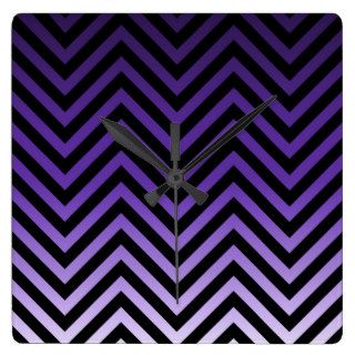 Deep to Light Purple Ombre Chevron Wall Clock