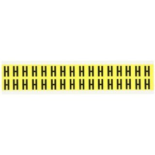 Brady 3420 H 3/4" Height, 9/16" Width, B 498 Repositionable Vinyl Cloth, Black On Yellow Color 34 Series Indoor Letter Label, Legend "H" (32 Labels Per Card) Industrial Warning Signs