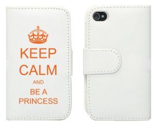 White Apple iPhone 5 5S 5LP232 Leather Wallet Case Cover Orange Keep Calm and Be A Princess: Cell Phones & Accessories