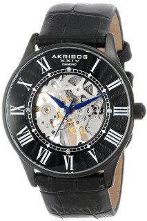 Akribos XXIV Men's AK499BK Bravura Slim Mechanical Leather Strap Watch at  Men's Watch store.