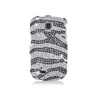Samsung Dart T499 SGH T499 Bling Gem Jeweled Jewel Crystal Diamond Black Silver Zebra Stripe Cover Case: Cell Phones & Accessories