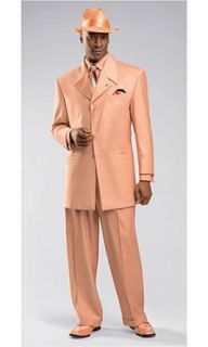 STACY ADAMS SOLID SALMON SUPER 100'S SUIT~MSRP $499 (42L) at  Mens Clothing store:
