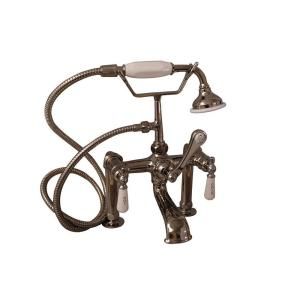 Barclay Products Porcelain Lever 3 Handle Claw Foot Tub Faucet with Handshower in Polished Nickel 4601_PL_PN