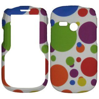 White Multi Big Color Dot Net10 Tracfone Lg501c Lg 501c 501 Faceplate Rubberized Snap on Hard Phone Cover Case Protector Accessory Cell Phones & Accessories