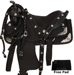 Synthetic Black Texas Star Show Horse Western Saddle Tack Pad 15 18 : Saddleonline : Pet Supplies