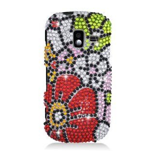 Eagle Cell PDSAMU485S325 RingBling Brilliant Diamond Case for Samsung Intensity 3 U485   Retail Packaging   Green/Red Flower: Cell Phones & Accessories