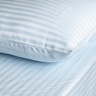 JASMINE Bed Sheet Set 100% Egyptian Cotton Sateen Stripe 400 Thread Count.(Light blue) Full   Pillowcase And Sheet Sets