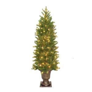 National Tree Company 5 ft. Feel Real Artificial Grande Fir Christmas Entrance Tree with Clear Lights PEGF4 306 50