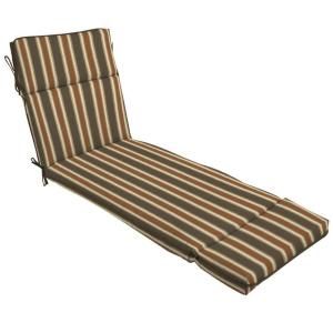 Hampton Bay Scottsdale Stripe Outdoor Chaise Lounge Cushion FD05202A 9D1