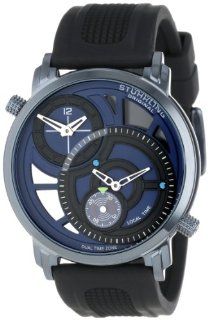 Stuhrling Original Men's 503.33X66 Symphony Eclipse Horizon Swiss Quartz Dual Time Blue Watch: Watches